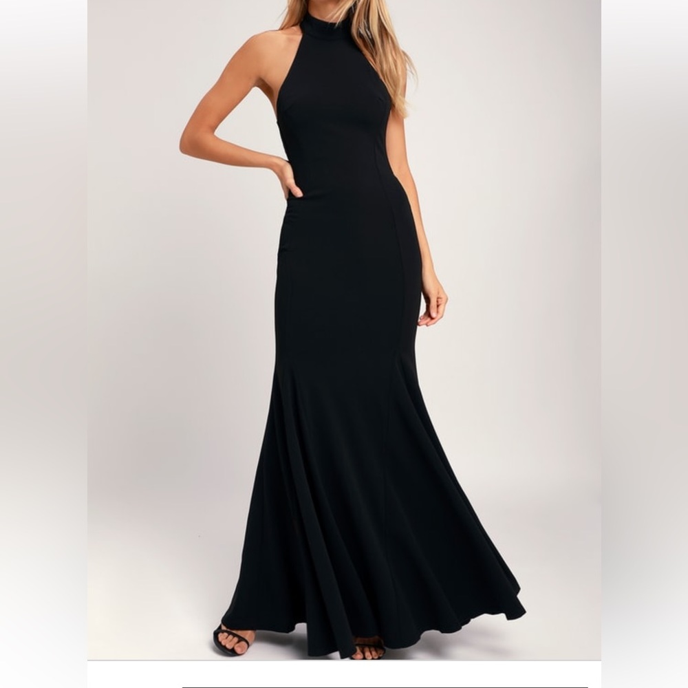Lulu’s Slice of Joy Black Halter Maxi Dress